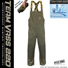 Team Vass 220 Unlined Bib & Brace - Waterproof - Khaki Edition